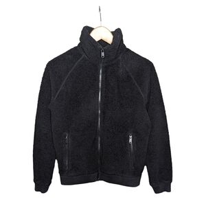 Athleta Black Sherpa Full Zip Jacket XS Cozy Fleece